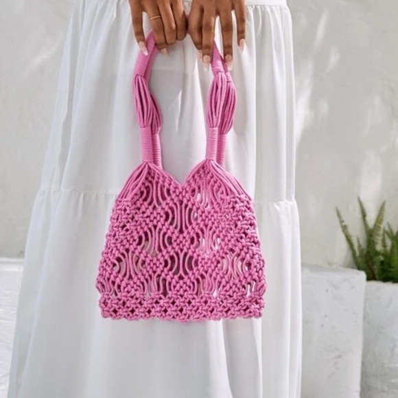 New pink crochet hollow out bag - Picture 4 of 9